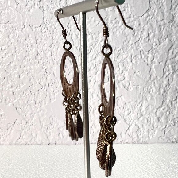 Bohemian Style 3" Dangle Earrings Teardrop Textured Charms Ornate Circular Desig - Picture 6 of 8